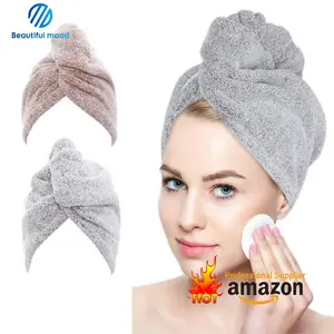 Lot de serviettes en microfibre personnalisées super absorbantes pour cheveux, <span class=keywords><strong>turban</strong></span> torsadé à séchage rapide pour usage domestique, serviette de <span class=keywords><strong>bain</strong></span> tissée à séchage rapide - Product Image 1