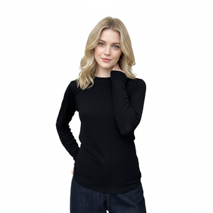 Elegant Slim Fit Women's Knit <b>Tops</b> Commuter Style Round Neck Solid Color <b>Woolen</b> Base Shirt - Product Image 2
