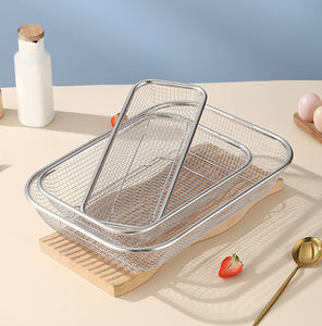 Rechteck Edelstahl Metall Mesh Sieb Küchen spüle Sieb für Obst und Gemüse Siebe und Siebe Korb - Product Image 1