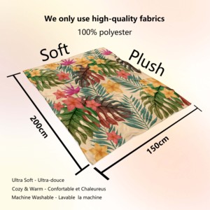 Morbido 150x200cm stampa stile <span class=keywords><strong>isola</strong></span> Hawaii Frangipani tropicale floreale personalizzato 100% poliestere Sherpa coperta di flanella - Product Image 3
