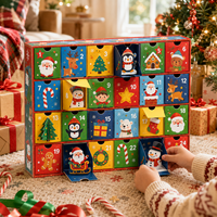 Calendrier de l'Avent de Noël, boîte cadeau compte à rebours de 24 jours, portable, auto-assemblable, réutilisable, en carton, décoration de Noël