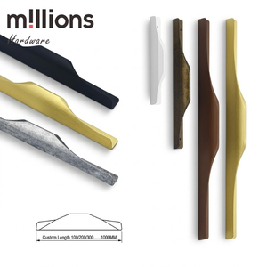 Poignée <span class=keywords><strong>de</strong></span> meuble en aluminium en forme <span class=keywords><strong>de</strong></span> L, profilé intégré, longue bande, finition argent brossé, pour armoire <span class=keywords><strong>de</strong></span> projet d'appartement - Product Image 1