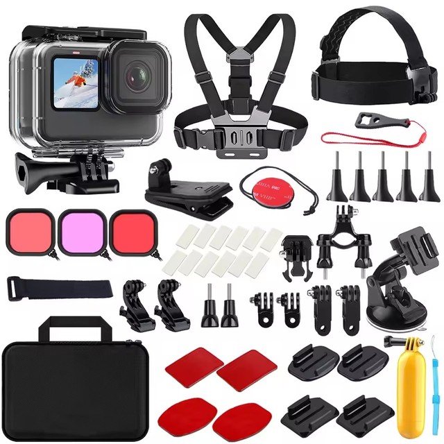 Hongdak Action Camera Accessories Kit for GoPro Hero 13 DJI Osmo Action 6 Insta360 Ace Pro 3 2 Sports Cycling Travel Recording