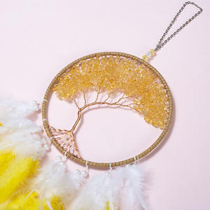 <span class=keywords><strong>Attrape</strong></span>-rêves suspendu en cristal Arbre de Vie, style rétro, avec pierre naturelle bleue et plume violette - Product Image 5