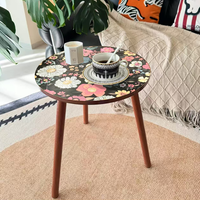 Mandala Table d'appoint bureau café Table ronde canapé armoire d'appoint motif nordique filet rouge chambre petite Table ronde