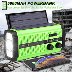 Modèle 2021 le plus récent, <span class=keywords><strong>radio</strong></span> portable d'urgence 5000 mAh avec lampe de lecture, manivelle et grand panneau solaire - Product Image 3