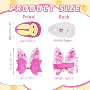 Easter Bunny Hairpin Cartoon Rabbit Ear <b>Bow</b> <b>Clip</b> Handmade Glitter Fabric PU Water Drop BB <b>Clip</b> - Product Image 6