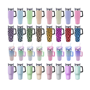 Custom Logo Business Gifts Camping Travel Portable Vacuum Stainless Steel Double Wall Tumbler 40oz Sublimation Leopard Handle - Product Image 6