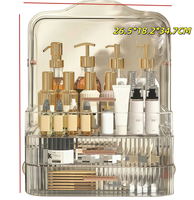 Boîte de rangement en plastique transparente anti-poussière de grande capacité pour cosmétiques de table