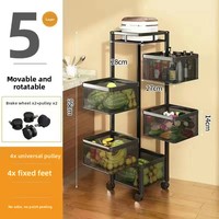 Étagère de rangement de cuisine multifonctionnelle rotative en métal, non pliable, multi-usages, 5 niveaux, pour légumes et fruits, sans installation