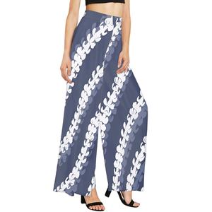 Moda moda blu bianco modello di fiori donna <span class=keywords><strong>pantaloni</strong></span> larghi polinesiano Samoan Pacifico <span class=keywords><strong>pantaloni</strong></span> personalizzati Multi Size donna - Product Image 3