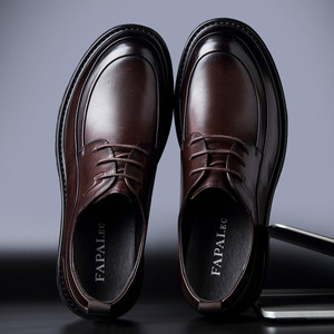 Chaussures habillées en cuir pour hommes, en cuir de vachette pleine fleur, bout rond, à lacets, pour le bureau, les affaires, les trajets quotidiens, pour jeunes, grandes tailles - Product Image 4
