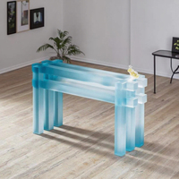 Nouveau design de villa de luxe Table d'entrée en acrylique bleu salon Table console en acrylique couloir de style art moderne