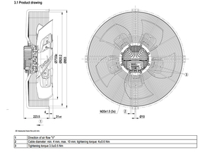 Ventilador Axial EC S3G710-AO81-01/F01 de 710 mm, 400 VCA, 1020 RPM, 17800 CFM, 1250 W, Ventilador de Ventilación para Control Climático en Invernaderos - Product Image 2
