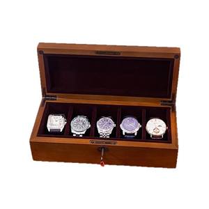 Boîte de présentation de montre en bois, artisanat de bronzage, couvercle rabattable, pompon, rectangulaire, style européen, luxe léger, cadeau spécial pour montre - Product Image 5