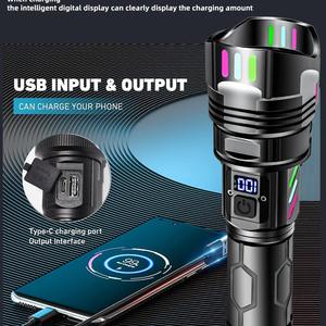 防水強力なハンドヘルド明るい懐中電灯緊急事態、キャンプ用の5つのモードのCOBライトを備えた充電式スポットライト懐中電灯 - Product Image 2