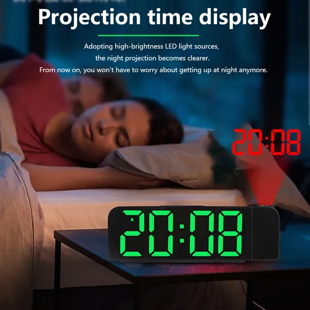 Time Number Display Desk Temperature/Date Display for Heavy Sleepers Projection Alarm Clock LED Digital Alarm Clock Night Light