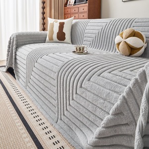 HLF Plush <b>Sofa</b> <b>Cover</b> Simple Gray 90-140cm Non-Slip Full Coverage <b>Sofa</b> Slipcover - Product Image 2