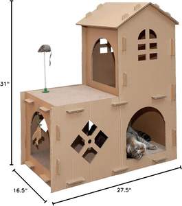 Rumah garuk kucing multi tingkat kustom rumah mainan goresan kucing lucu besar dalam ruangan rumah kardus untuk kucing - Product Image 6
