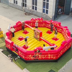 Nouveau jeu gonflable Wipeout à flamme rouge, interactif et mécanique, avec obstacles rotatifs pour enfants et adultes - Product Image 1
