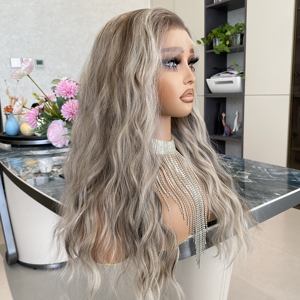 Perruque frontale transparente en fibre Futura à ondulations aquatiques, prix usine, résistante à la chaleur, sans colle, facile à porter, synthétique, bonnet moyen, pour femme - Product Image 3