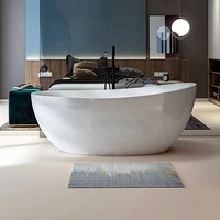 ICEGALAX taille personnalisée ovale autoportante baignoire en pierre artificielle Surface solide ménage salle de bain baignoires en acrylique