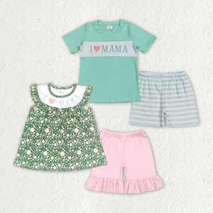 Conjuntos de Verano I Love Mama Match para Bebés y Niñas Pequeñas - Conjuntos Casuales Ecológicos de Manga Corta - Product Image 1