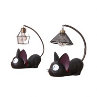 Nouvelle lampe de table en résine noire avec design de chat d'anime LED, mini lampe de nuit LED moderne pour la décoration de la chambre des enfants