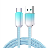 Cable de Carga Rápida USB Tipo-C de 120W con Diseño Degradado de Cristal de Hielo Multicolor, Cable de Carga para Teléfono Móvil de Nailon Trenzado de 6A