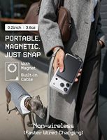 Banque d'alimentation LISEN ultra-mince de type carte 5000 mAh de haute qualité avec câble intégré 30W, compatible avec iPhone 17 Air 16 Pro Max