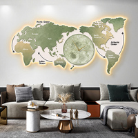 Horloge murale 3D LED avec carte du monde, design Mapa décoratif de grande taille pour salon, couloir, bureau, hôtel, décoration murale intérieure