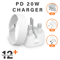 WAWEIS Pd3.0 Qc Qc3.0 20w Charger Pengisian Cepat Pd Usb C Tipe C Adaptor Charger Dinding untuk Iphone 7 8 9 10 11 12 13 Pro Max