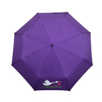 Parapluie violet de haute qualité, 21 pouces, 8 baleines, ouverture et fermeture automatiques, entièrement automatique, pliable en 3 sections, avec logo personnalisé