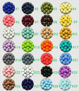Solid Color 15mm Baby Teething Bead Bpa Free Food Grade Mixed Jewelry Baby Chew Teether Round Silicone Beads
