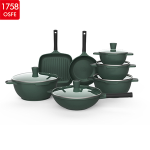 Juego de cazuela de cerámica antiadherente para el hogar, juego de utensilios de cocina de aluminio con mango de baquelita, Base de inducción - Product Image 2