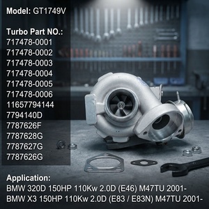 Turbocompresor GT1749V 717478 750431 11657794144 para <span class=keywords><strong>BMW</strong></span> <span class=keywords><strong>320D</strong></span> X3 2.0D M47 D20 - Product Image 1