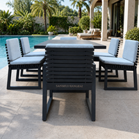 Table à manger rectangulaire en aluminium artisanal Hangkai pour l'extérieur, le jardin, les hôtels et les complexes hôteliers