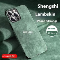 Coque de téléphone portable en peau d'agneau compatible avec iPhone 13 Pro pour 14 Four Corners Couverture complète en peluche antichoc