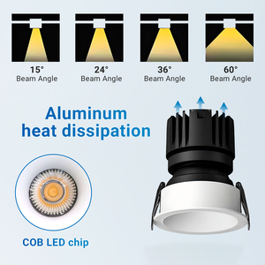 Downlight encastrable ou sans cadre remplaçable 3'' 12W 15W 18W 5CCT Dimmable, Spot COB Rond ou Carré sans cadre - Product Image 4