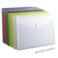 Pochette à documents A4 transparente en PP imperméable avec logo personnalisé, fermeture à bouton pression, multicolores, organiseur de documents de bureau