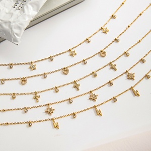 สร้อยคอแฟชั่นใหม่ สีสันสดใส ทองประดับอัญมณีชั้นดี ของขวัญวันแม่ วันวาเลนไทน์ สร้อยคอสแตนเลสสั่งทำได้ ขายส่ง - Product Image 4