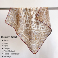 Écharpe carrée légère et durable pour femme adulte, motif feuille de paisley vintage élégant, extensible dans quatre sens, respirante et antibactérienne