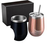 Tasses à double paroi en acier inoxydable 12oz, sans pied, isolées, pour sublimation, verre à vin, tasse à café pour la maison et le bureau