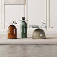 Nouvelle conception de table basse en verre trempé coloré pour salon, meubles de maison, hôtel, villa, ensemble de tables basses