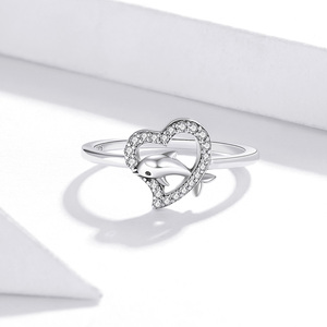 Dauphin elf 925 bague en argent en forme de <span class=keywords><strong>coeur</strong></span> zircon et Anneau de Dauphin avec <span class=keywords><strong>Anima</strong></span> gros SCR671 - Product Image 3