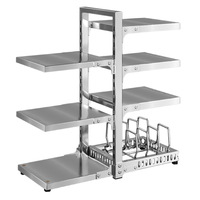 Étagère de rangement mobile multi-niveaux réglable en acier inoxydable 304 pour cuisine, type autoportant, pour casseroles, plan de travail ou sous évier