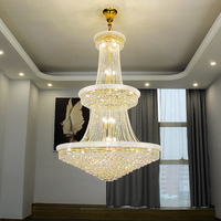 Lustres suspendus en cristal de luxe de style moderne en or pour escalier d'hôtel, grand modèle, pour la décoration intérieure