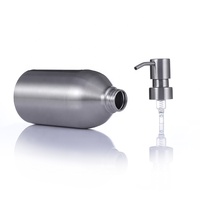 Bouteille de lotion en acier inoxydable à motif brossé de 500ml, distributeur de savon, bouteille de liquide pour shampoing