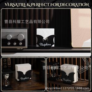 Porta Servilletas de Madera con Forma de Murciélago para Halloween, Organizador de Servilletas de Estilo Gótico Negro, Tamaño Personalizable - Product Image 3