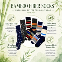 Chaussettes personnalisées en bambou respirantes pour hommes, mi-mollet, habillées, pour affaires, avec logo personnalisé